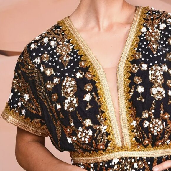 Decadent, Art Nouveau Inspired, Sequin Evening / Formal Gown, size Small, New! - Picture 3 of 4